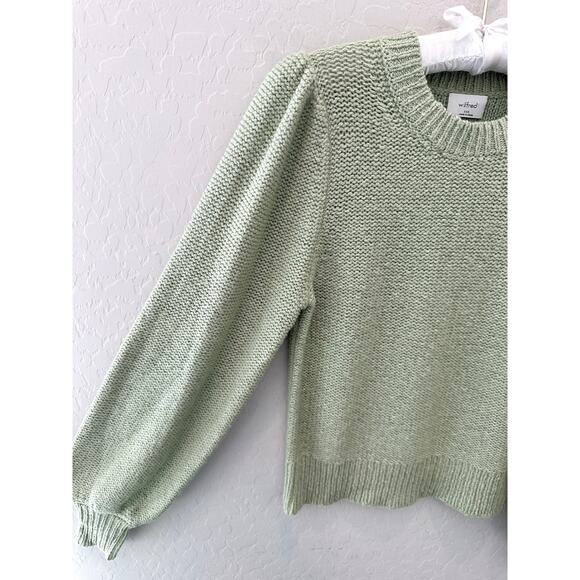 ARITZIA WILFRED | Atwood Sage Green Alpaca Knit Sweater Puff Sleeve | XXS - Picture 4 of 8